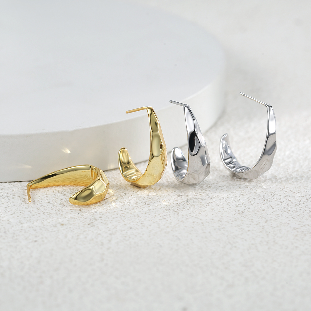 Sculptural Gold - Plated Textured Hoop Earrings