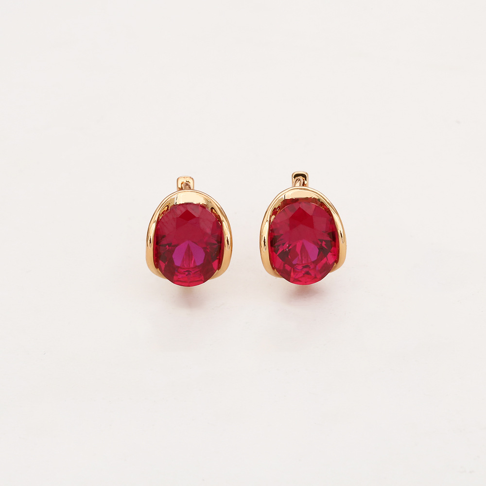 Gold Plated Copper Earrings with Faceted Gemstone, Elegant Vintage Style Jewelry for Women, Bridal Party Gift