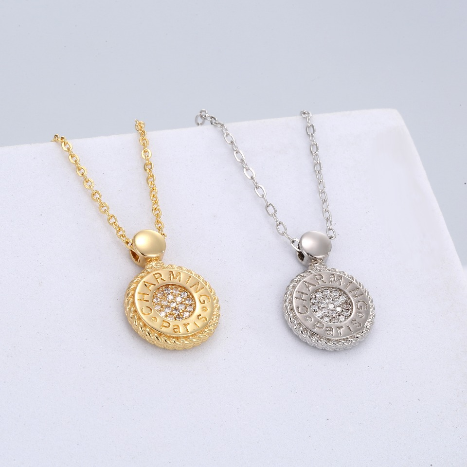 Gold-Tone "Charming Paris" Pendant Necklace with Pavé Diamonds