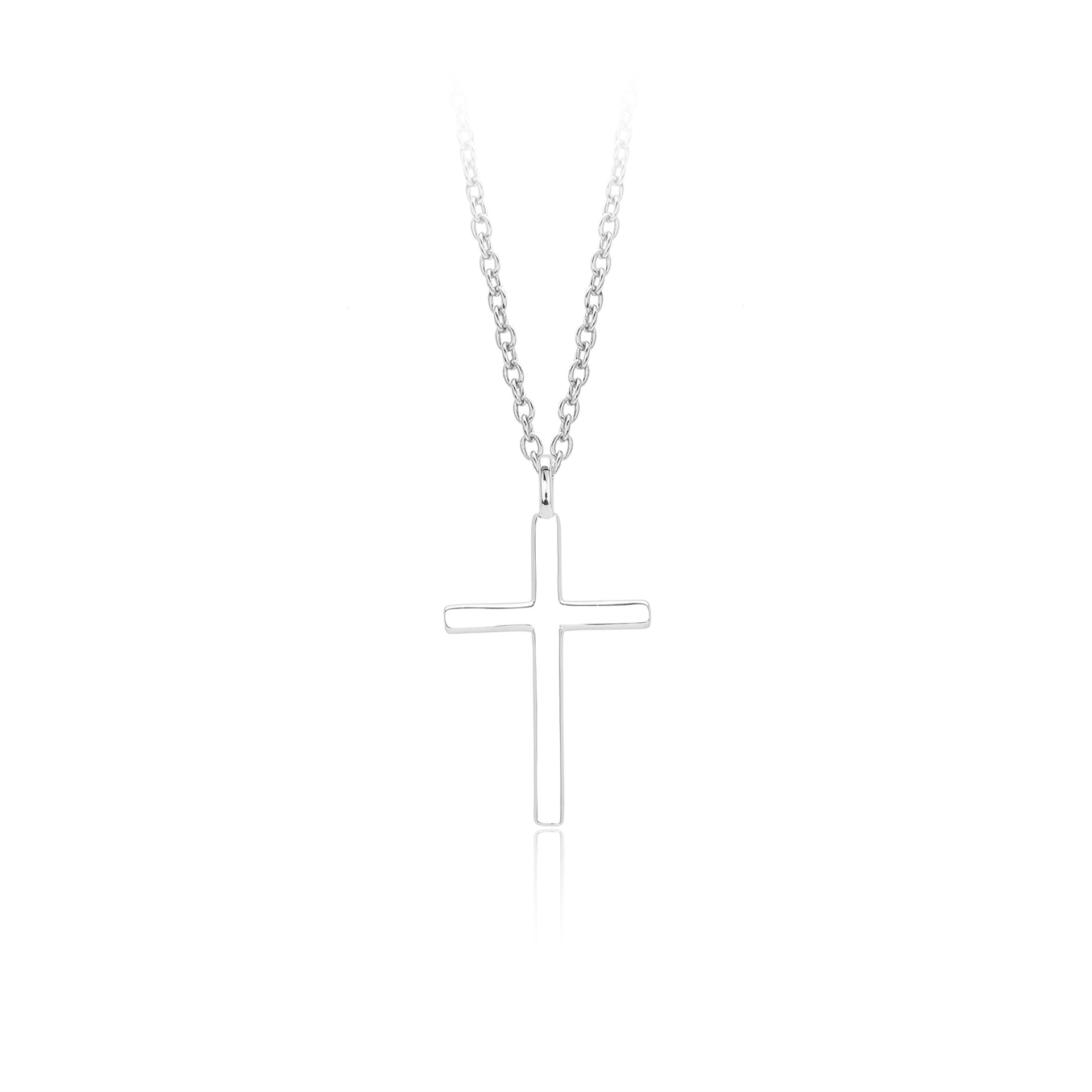 Minimalist Sterling Silver Open Cross Pendant Necklace | Simple Faith-Based Jewelry for Women