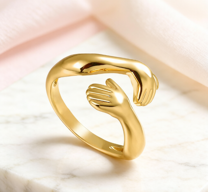Silver Hugging Hands Ring