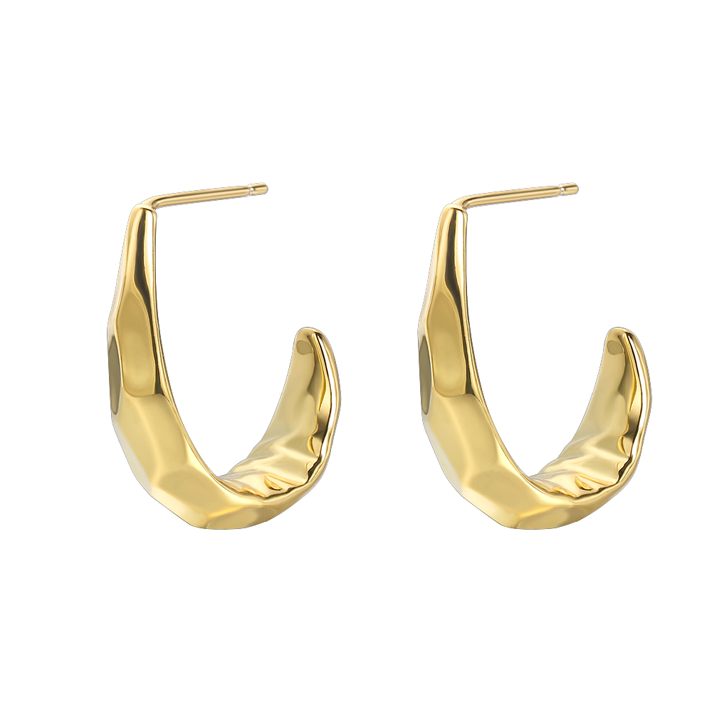 Sculptural Gold - Plated Textured Hoop Earrings
