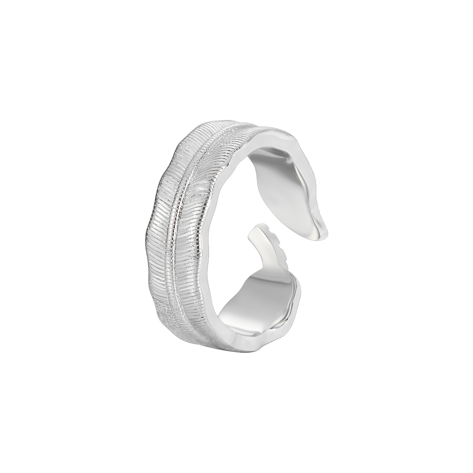 Textured Ribbed Open Adjustable Ring