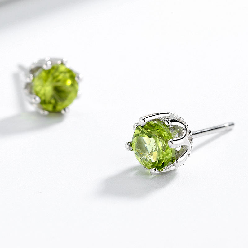 18K Gold Plated Stud Earrings with Green Cubic Zirconia