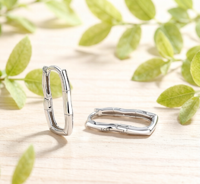 Polished Sterling Silver Twisted Ribbon Hoop Earrings