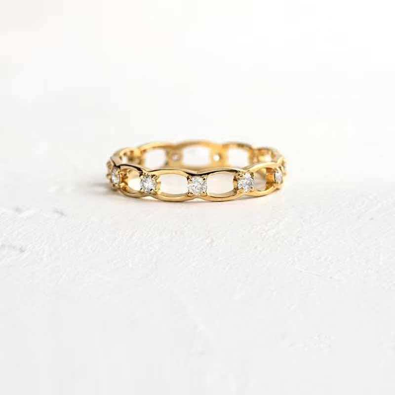 Gold Plated Alternating Marquise & Round Cubic Zirconia Eternity Band