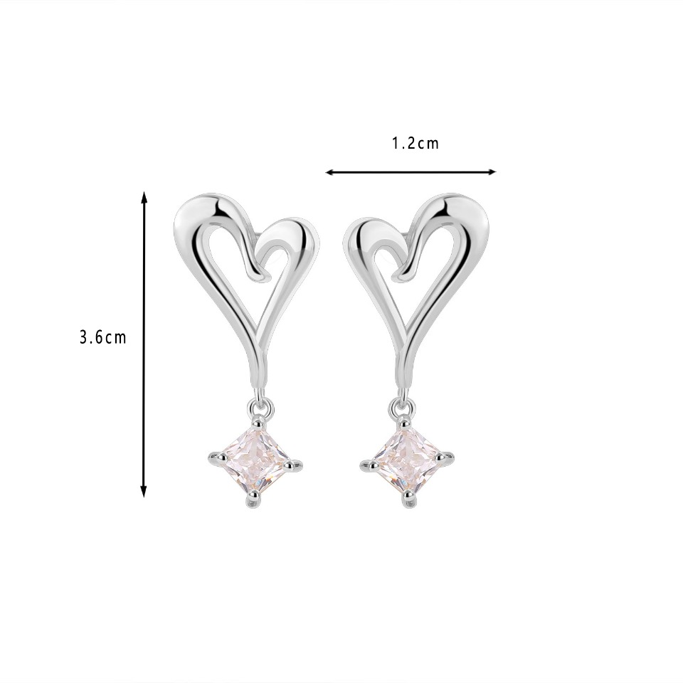Golden Interlocking Heart Drop Earrings with Princess - Cut Gemstone