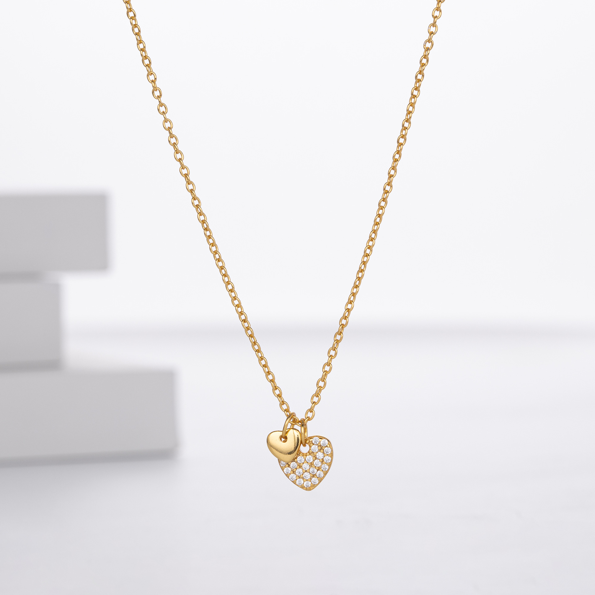 Dainty Silver-Tone Cubic Zirconia Love Charm Jewelry for Women