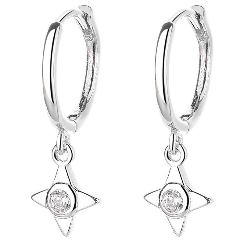 Starry Charm Hinged Hoop Earrings with Cubic Zirconia