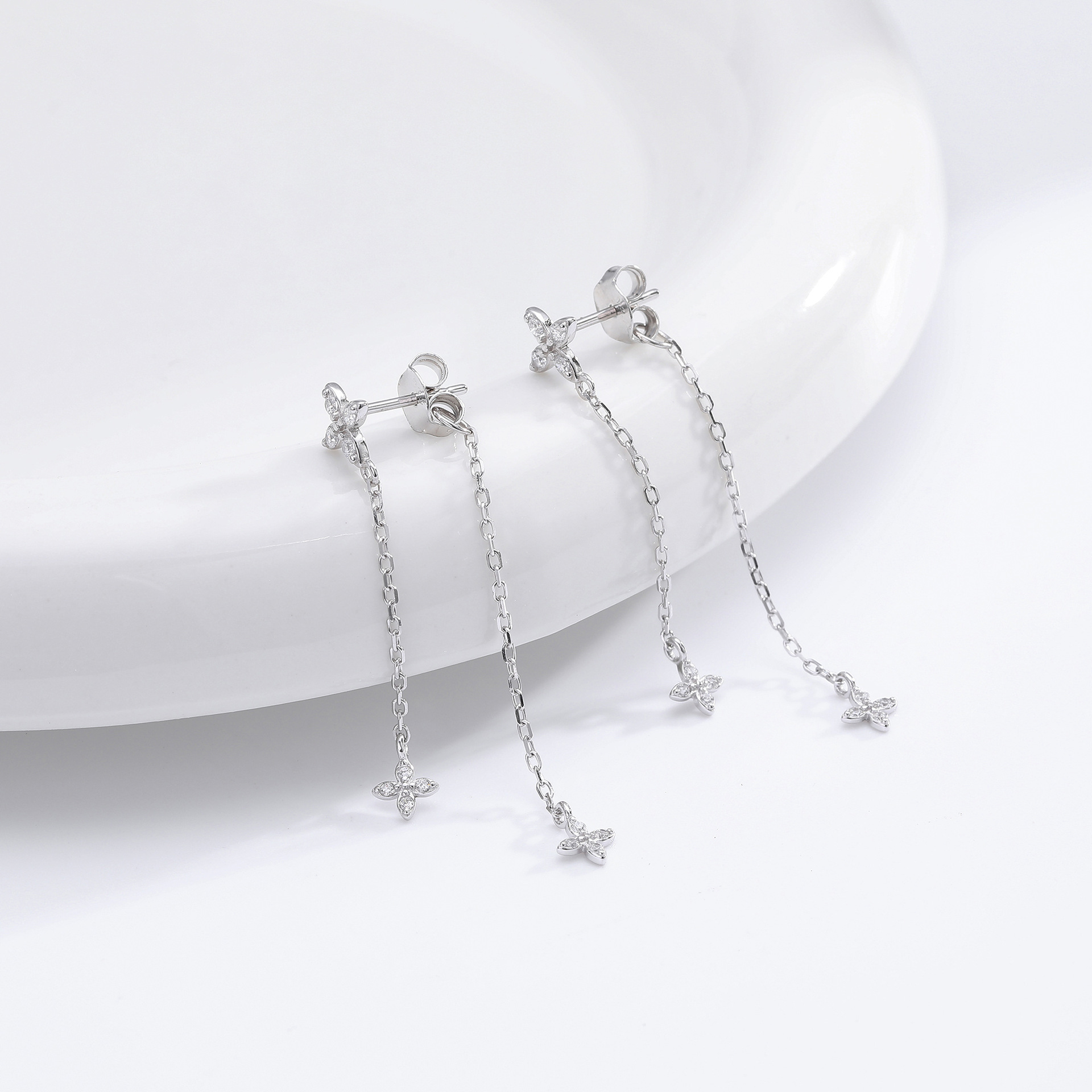 Dainty Chain Link Butterfly Earrings