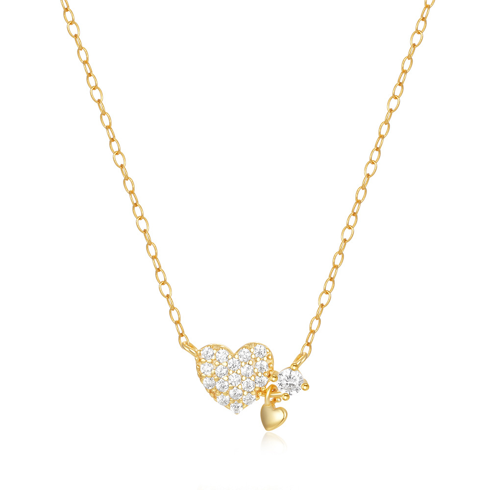 Sparkling Heart Pendant Necklace Gold-Tone
