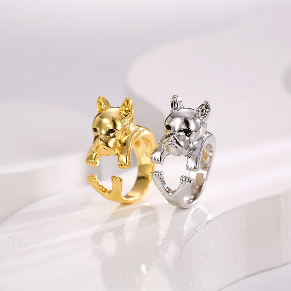 Tone French Bulldog - Shaped Open Adjustable Ring