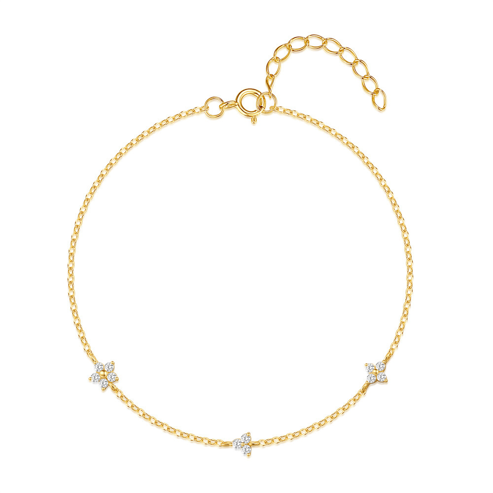 Gold Flower Bracelet with Diamonds