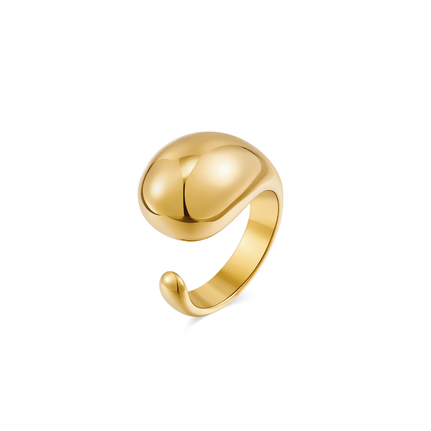  Gold Plated Organic Bean Open Ring
