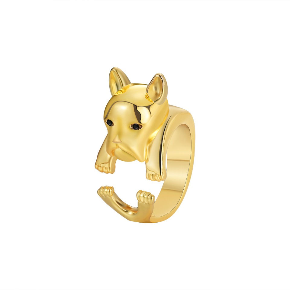 Tone French Bulldog - Shaped Open Adjustable Ring