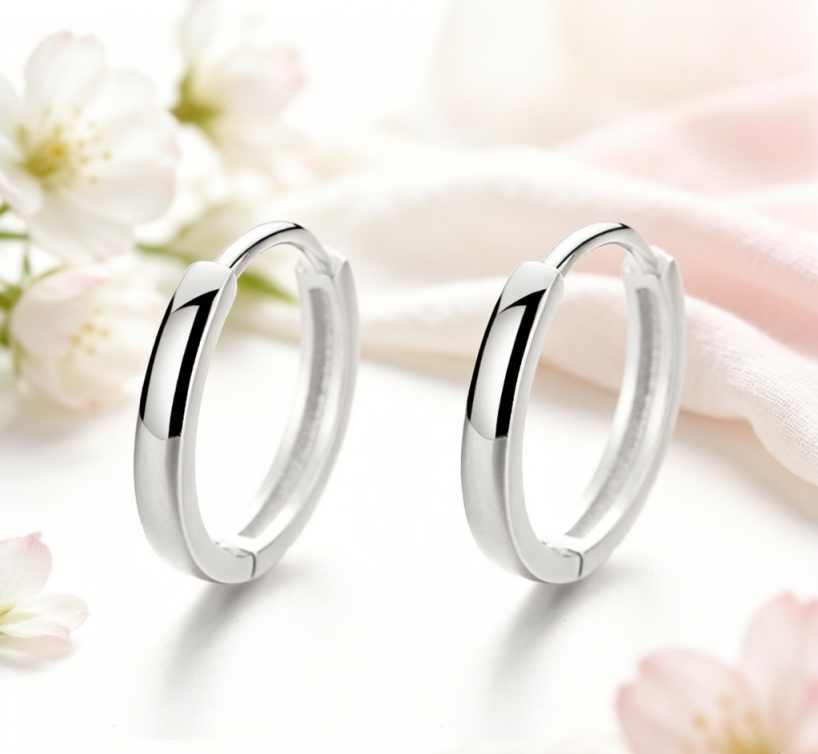 Sterling Silver Classic Polished Huggie Hoop Earrings