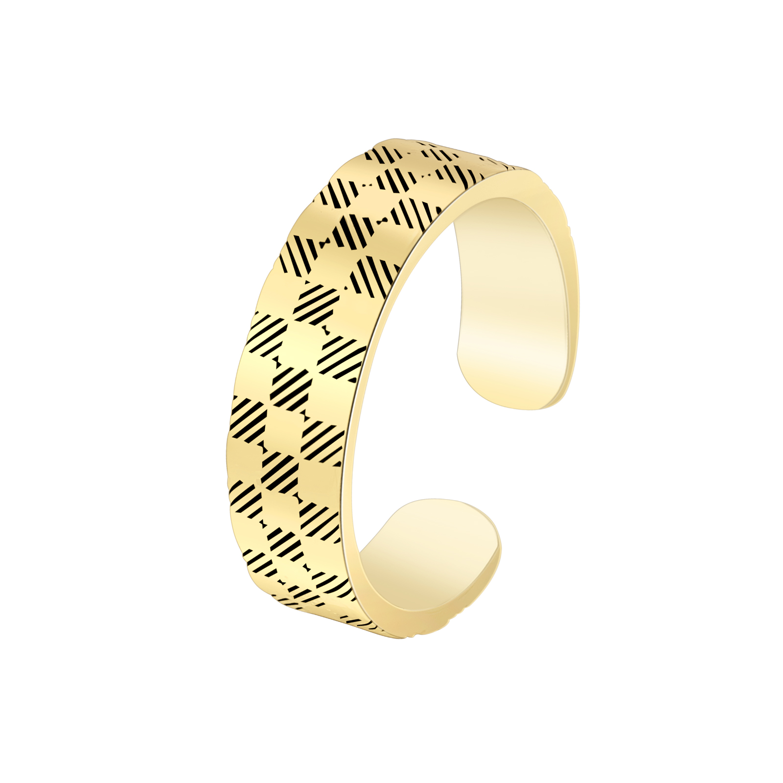 Tone Geometric Pattern Open Adjustable Ring