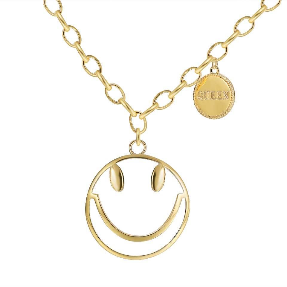 Golden Smile & Queen Pendant Necklace