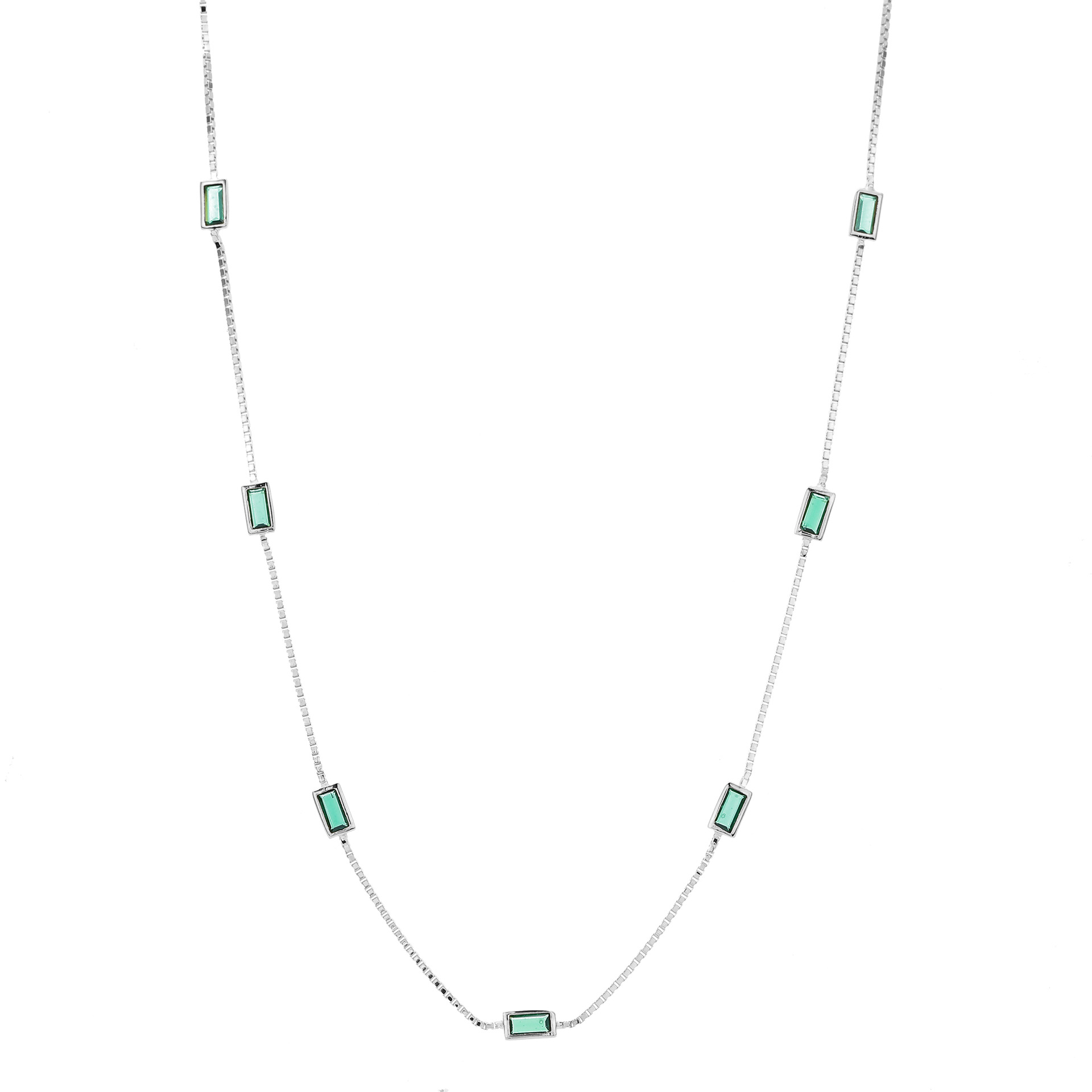 Elegant Emerald Cut Green Gemstone Necklace