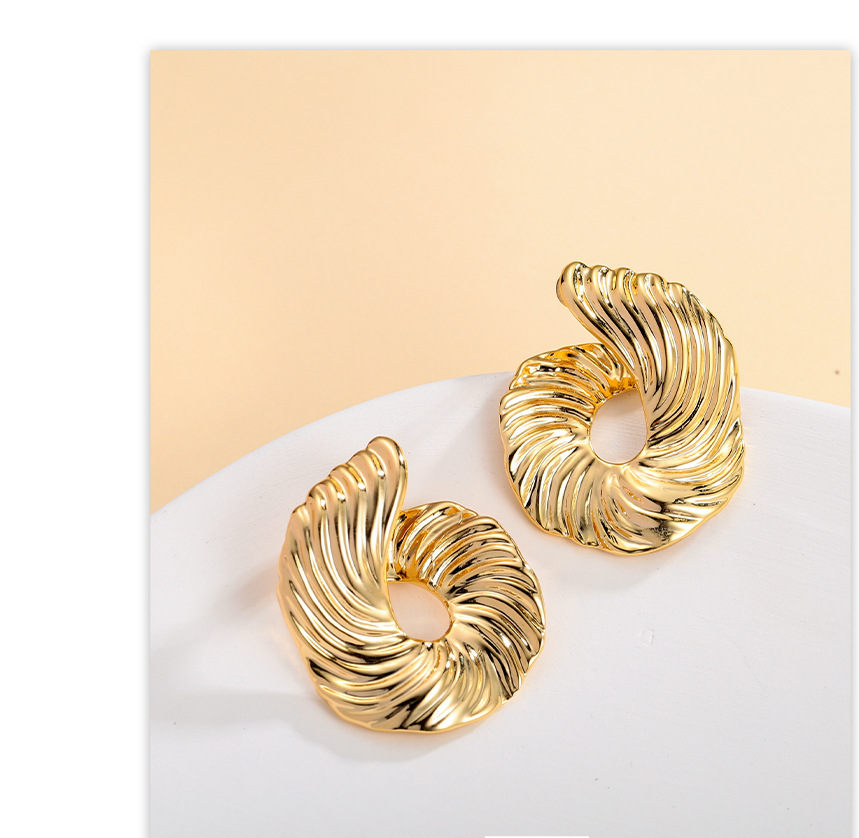 Gold Plated Copper Textured Twisted Hoop Earrings