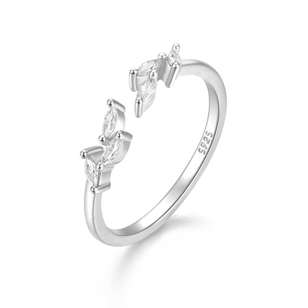 Silver Marquise Cut Crystal Open Toe Ring