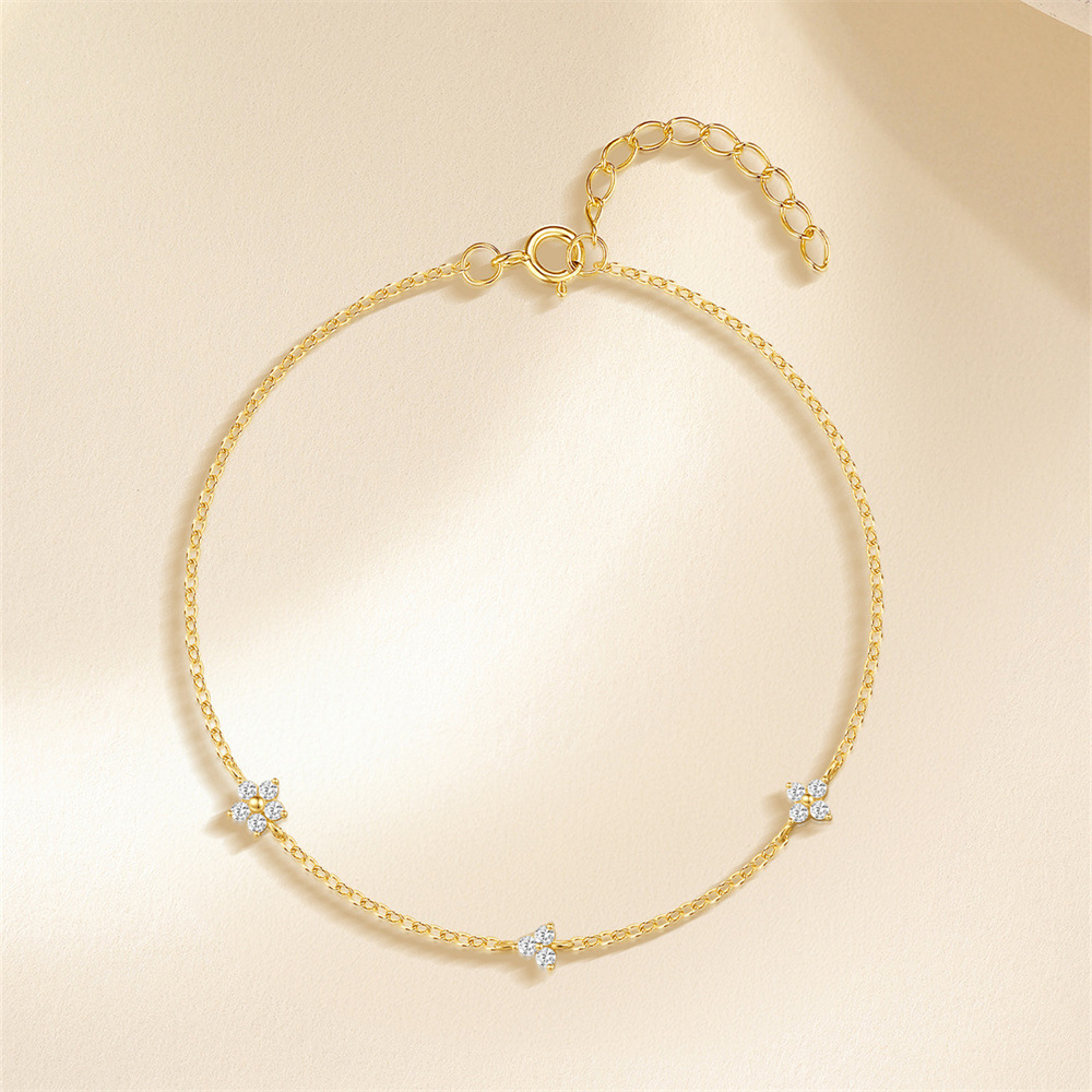 Gold Flower Bracelet with Diamonds