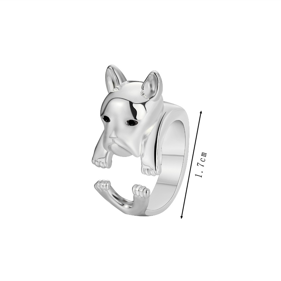 Tone French Bulldog - Shaped Open Adjustable Ring