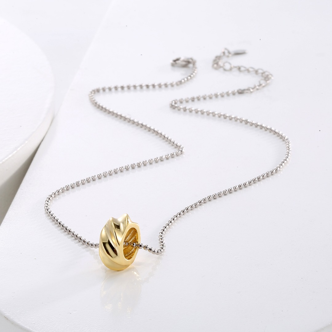 Two-Tone Gold & Silver Twisted Knot Pendant Necklace - Minimalist Ball Chain Design