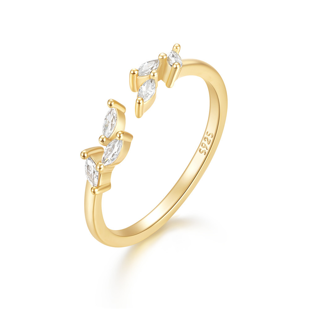 Silver Marquise Cut Crystal Open Toe Ring