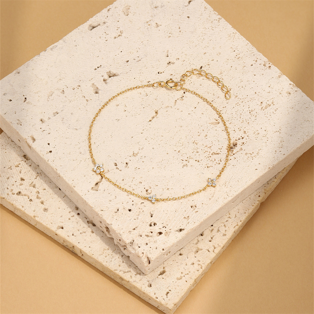 Gold Flower Bracelet with Diamonds