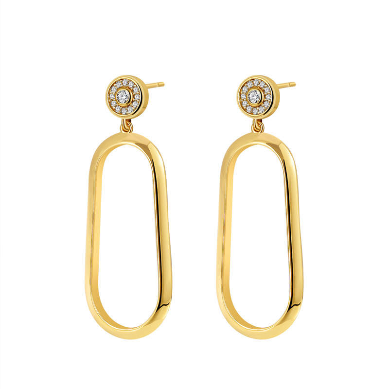 Elegant Geometric Long Oval Link Earrings for Women