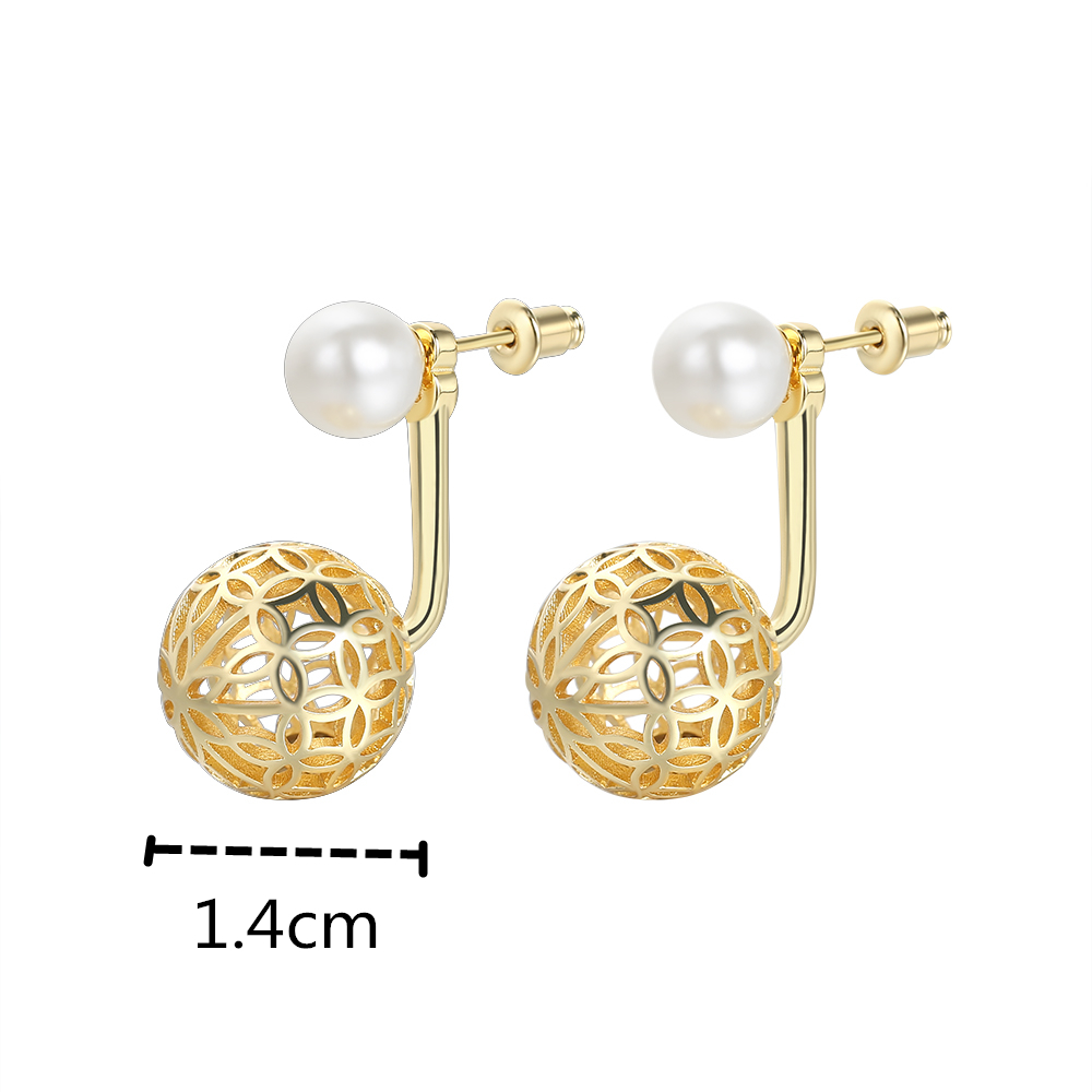 Elegant Gold - Plated Pearl & Filigree Ball Drop Earrings
