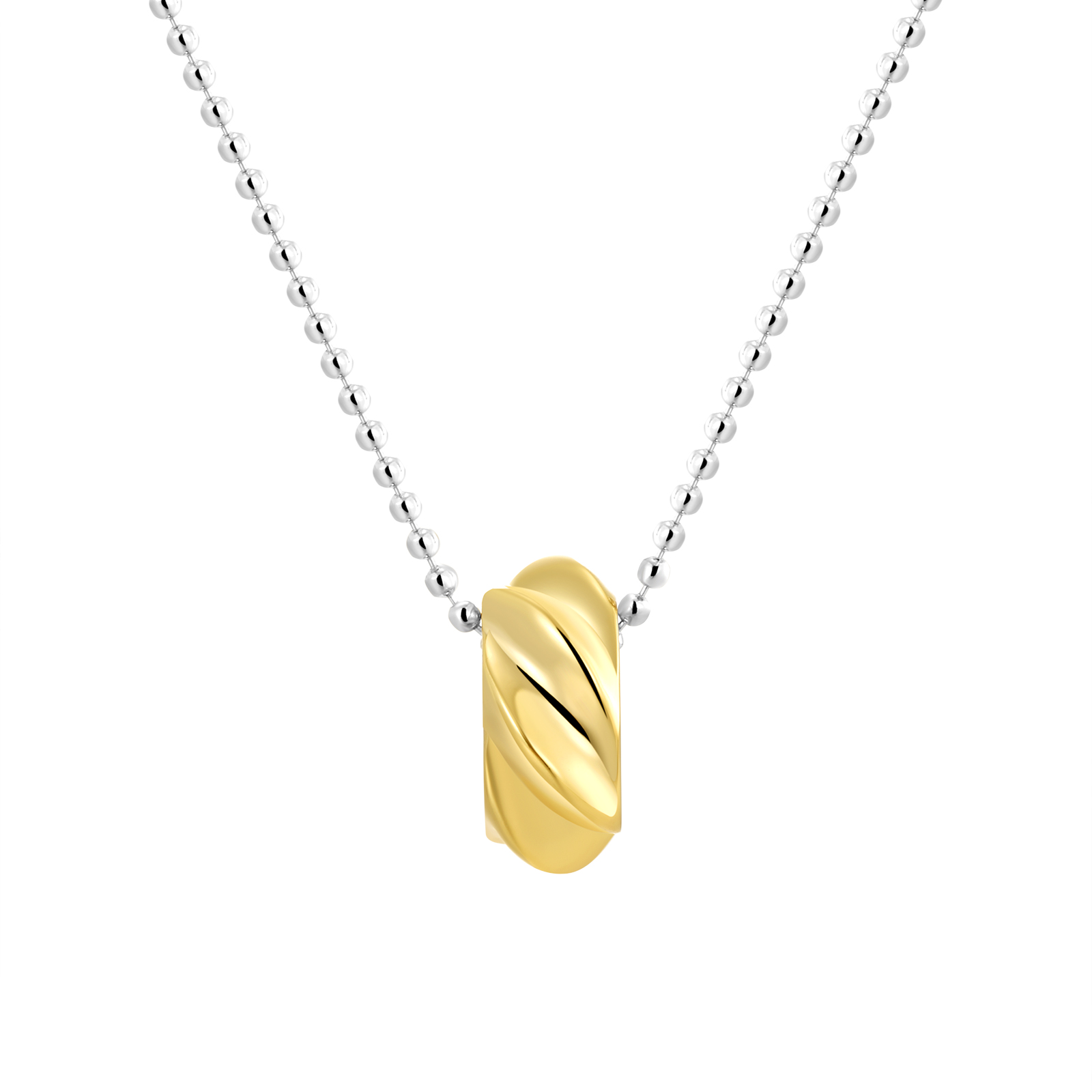 Two-Tone Gold & Silver Twisted Knot Pendant Necklace - Minimalist Ball Chain Design