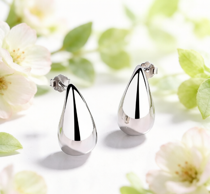 Minimalist Sterling Silver Teardrop Earrings