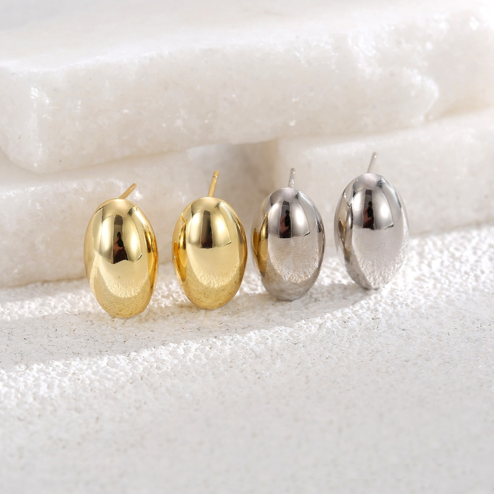 Minimalist Gold - Plated Curved U - Shaped Stud Earrings