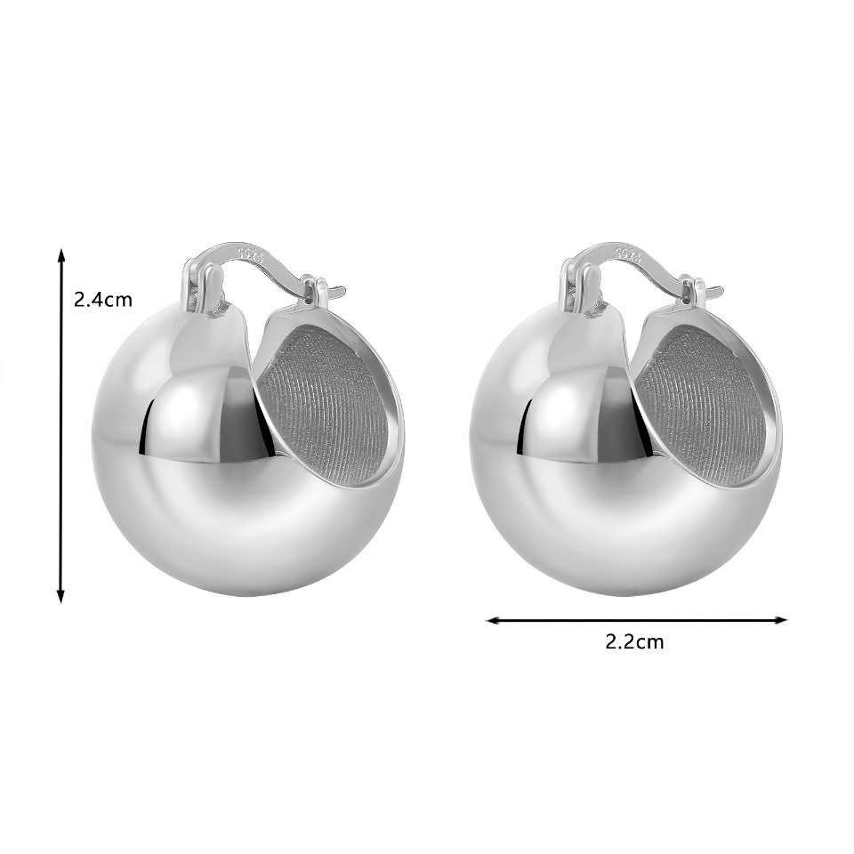 Minimalist Polished Ball - Shaped Huggie Hoop Earrings