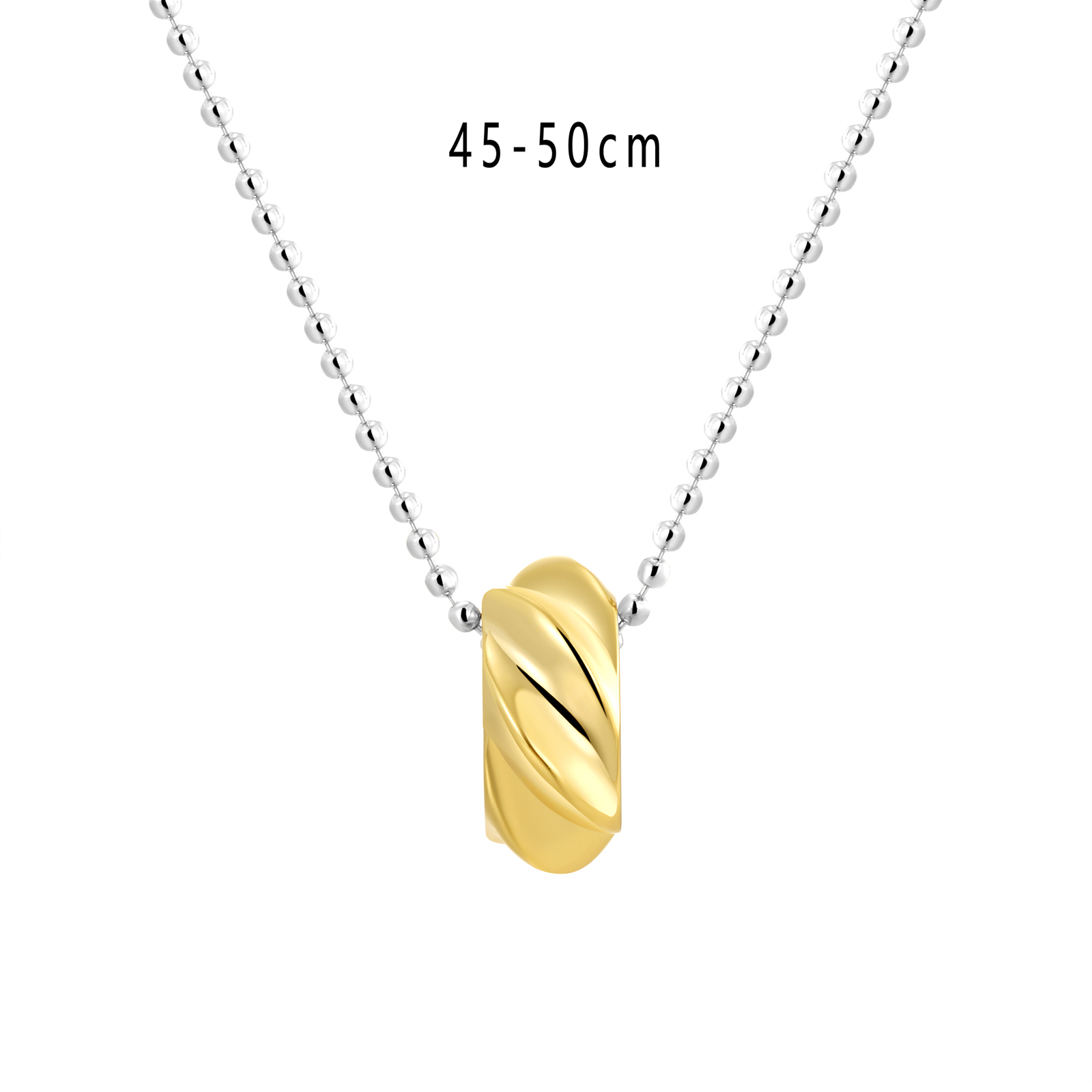 Two-Tone Gold & Silver Twisted Knot Pendant Necklace - Minimalist Ball Chain Design