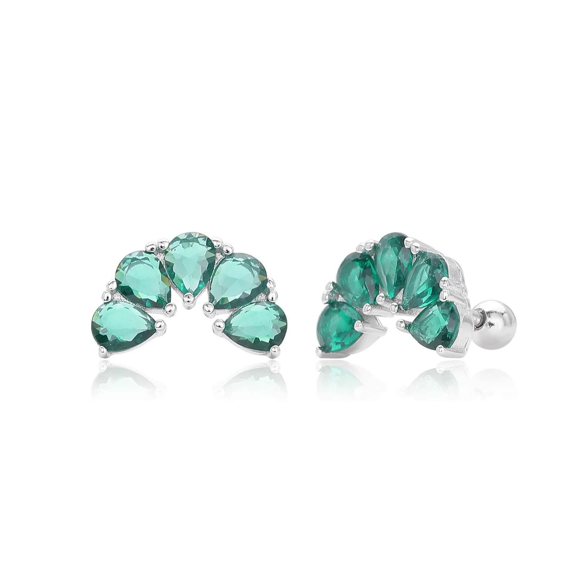 Sterling Silver Emerald Green Teardrop Earrings