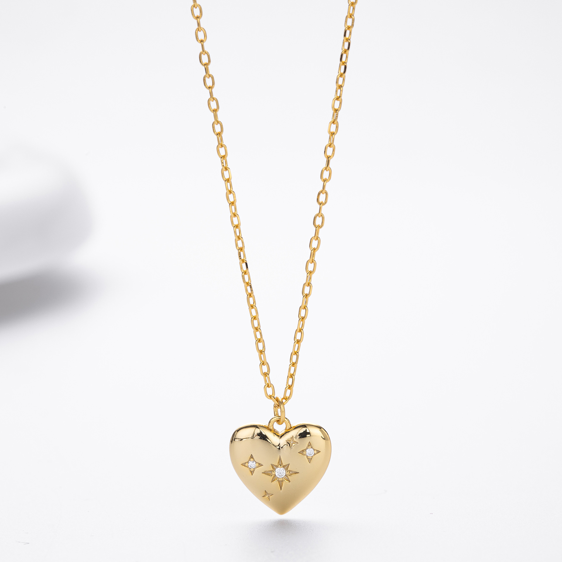 Dainty Sterling Silver Starry Heart Necklace