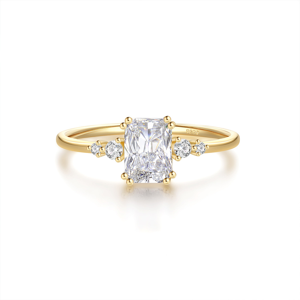 Gold Emerald-Cut Five-Stone Engagement Ring