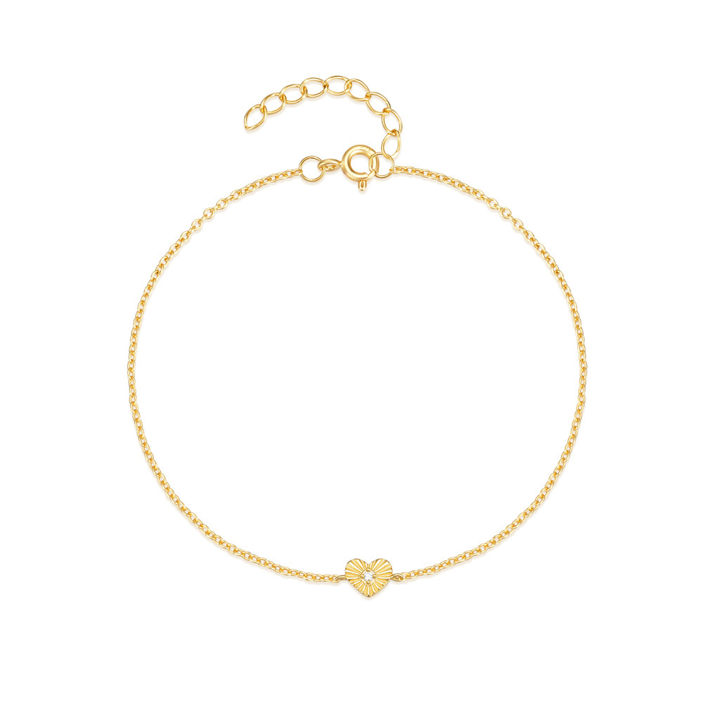 Gold Heart Bracelet with Diamond Accent