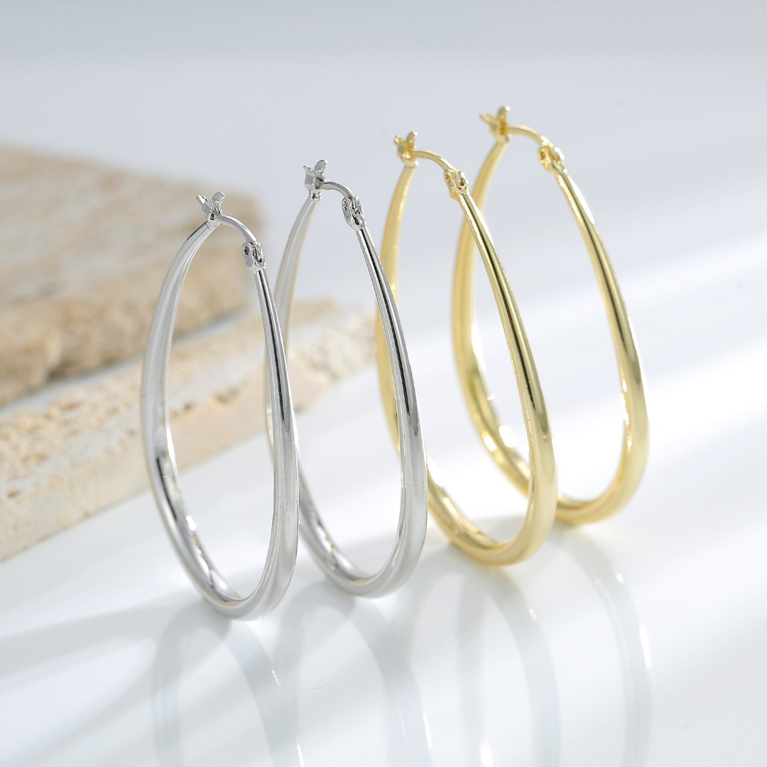 Minimalist Polished Gold - Tone Teardrop Hoop Earrings
