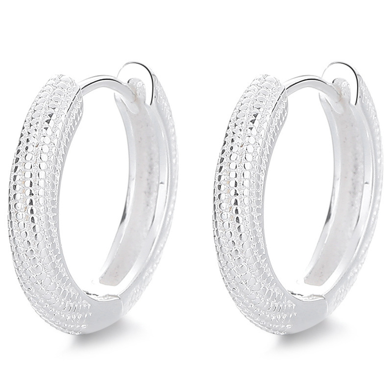 S925 Sterling Silver Textured Fish Scale Huggie Hoop Earrings