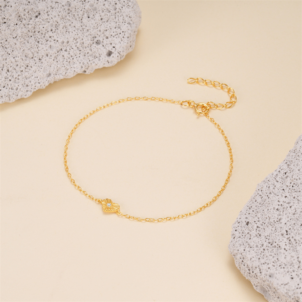 Gold Heart Bracelet with Diamond Accent