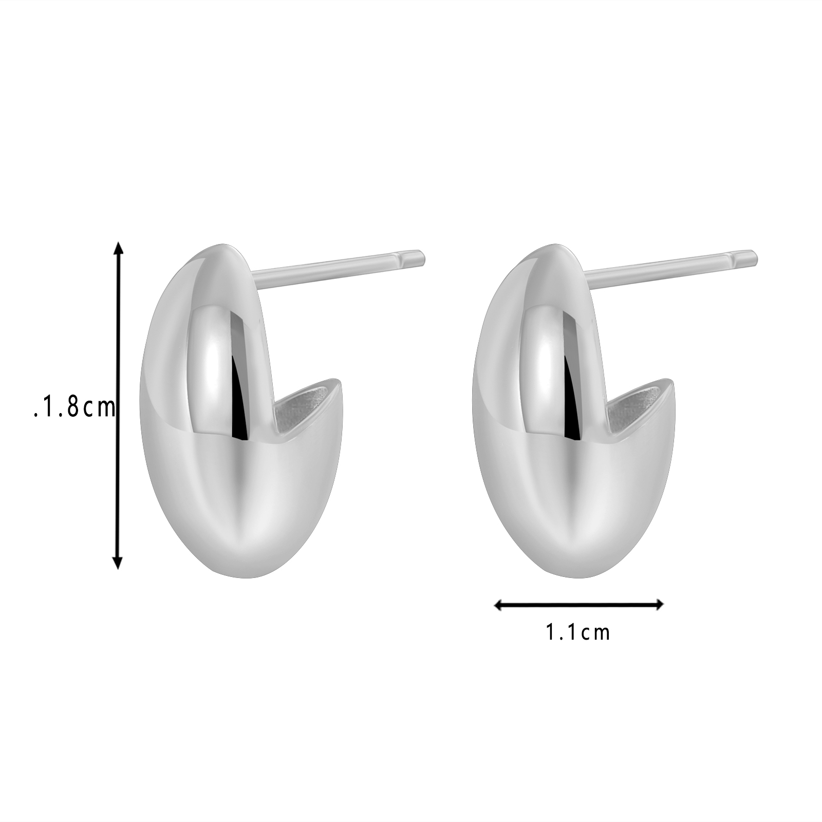 Minimalist Gold - Plated Curved U - Shaped Stud Earrings