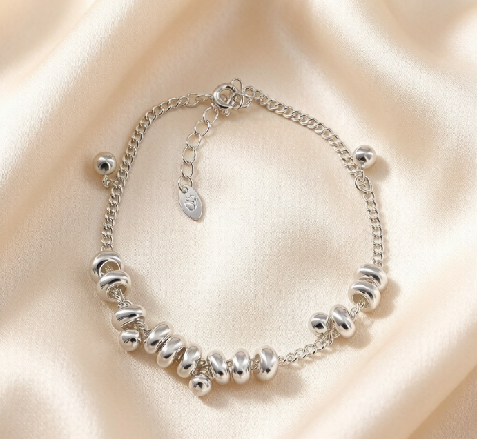 Copper Alloy Adjustable Slider Bracelet with Twisted Beads