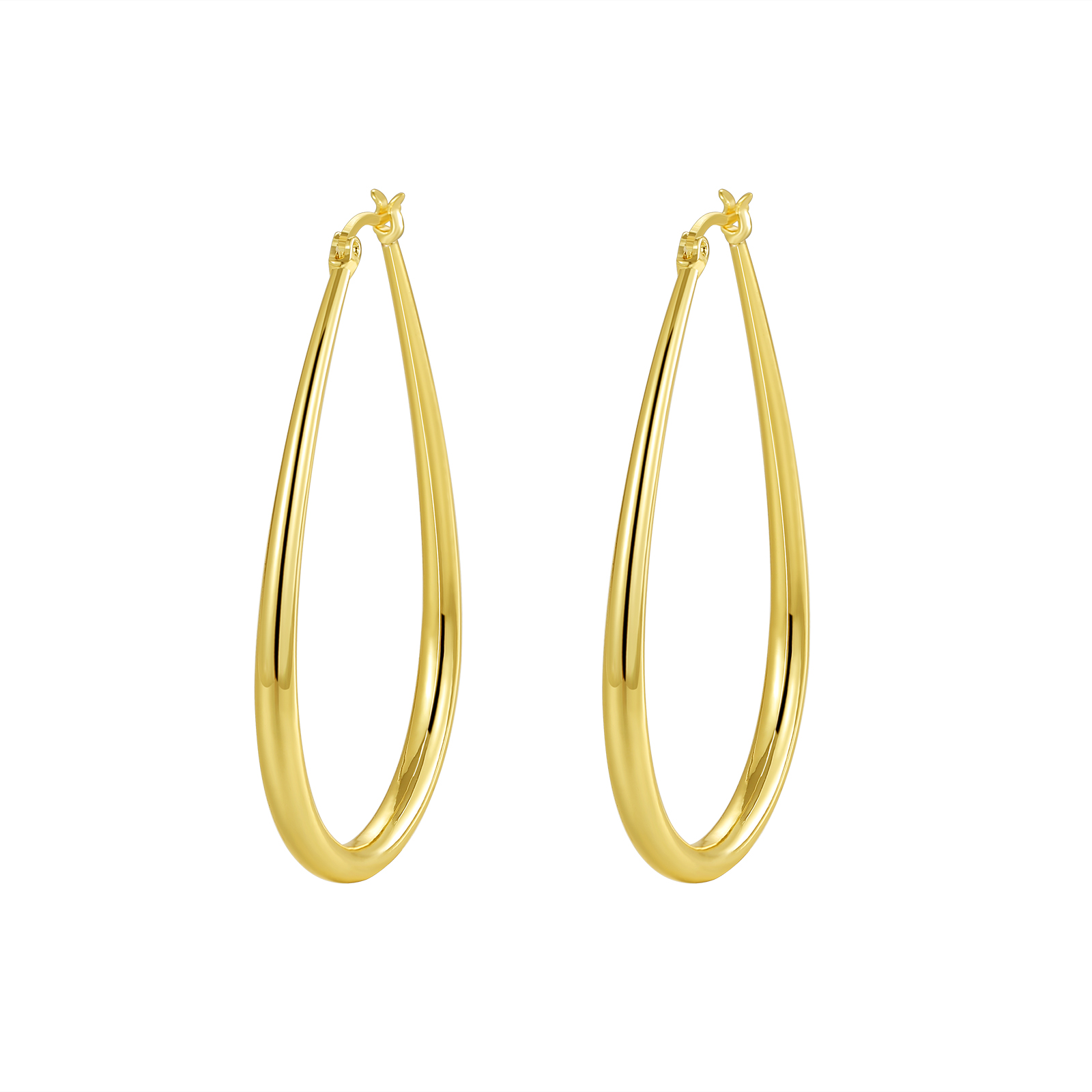 Minimalist Polished Gold - Tone Teardrop Hoop Earrings