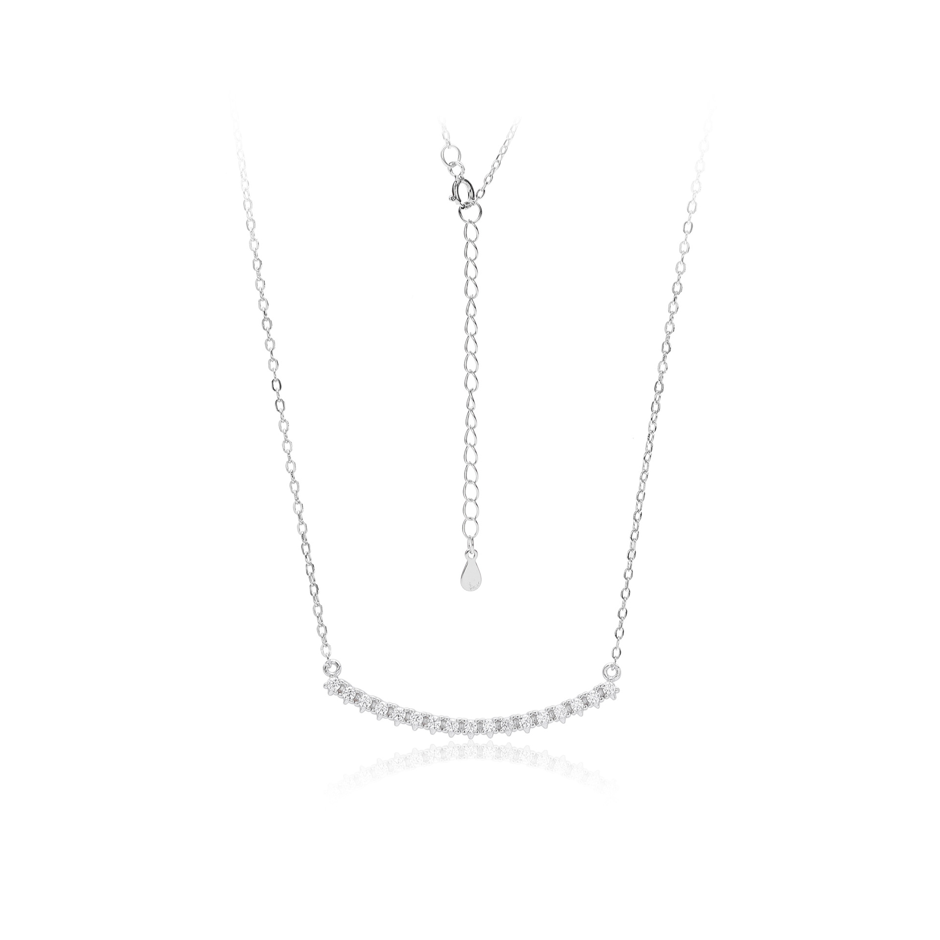 Delicate Silver-Tone Cubic Zirconia Arc Pendant Necklace