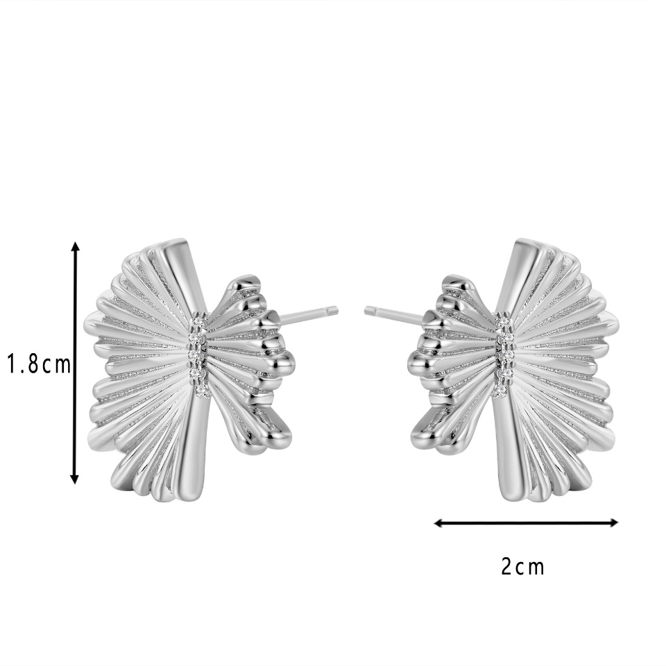 Gold Plated Fan-Shaped Zircon Stud Earrings 