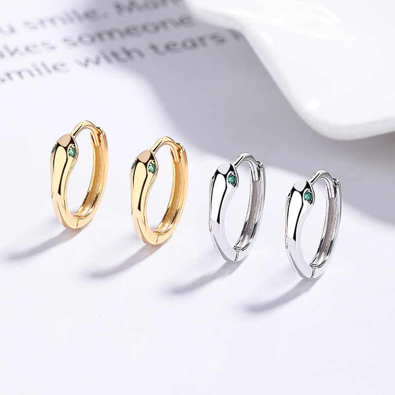 Classic Sterling Silver Hoop Earrings with Emerald Gemstone Accents
